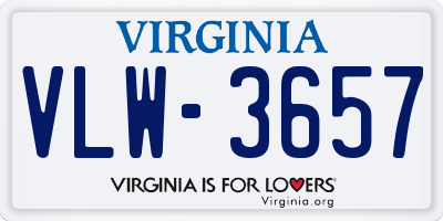 VA license plate VLW3657