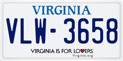 VA license plate VLW3658