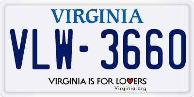 VA license plate VLW3660