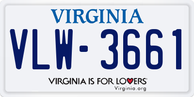 VA license plate VLW3661