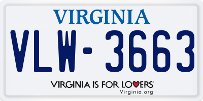 VA license plate VLW3663