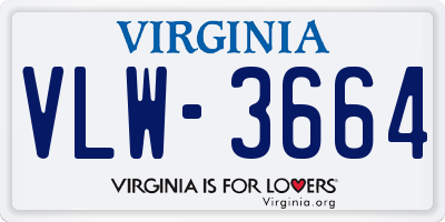 VA license plate VLW3664