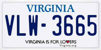 VA license plate VLW3665