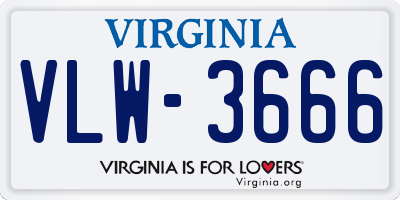 VA license plate VLW3666