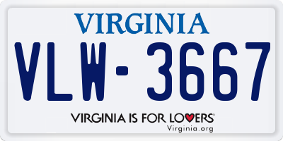 VA license plate VLW3667