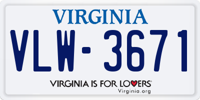 VA license plate VLW3671