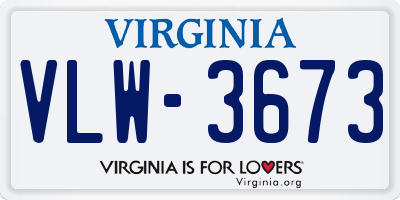 VA license plate VLW3673