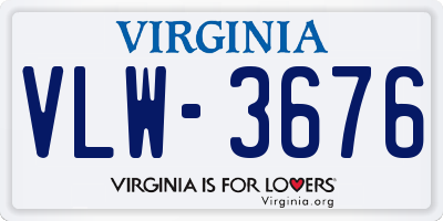 VA license plate VLW3676