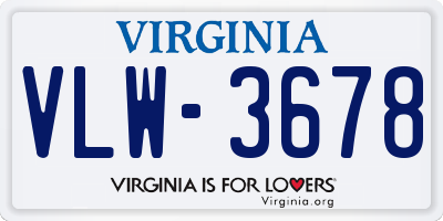 VA license plate VLW3678