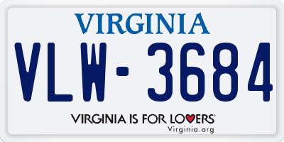 VA license plate VLW3684