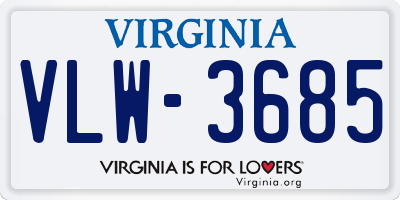 VA license plate VLW3685