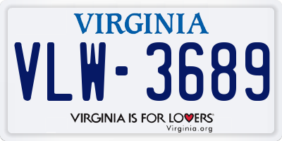 VA license plate VLW3689