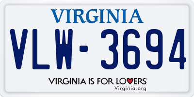 VA license plate VLW3694