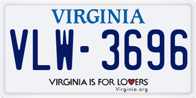 VA license plate VLW3696