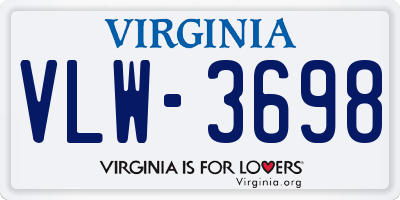 VA license plate VLW3698