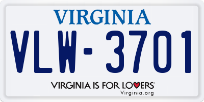 VA license plate VLW3701