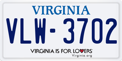 VA license plate VLW3702