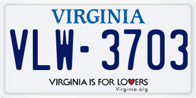 VA license plate VLW3703