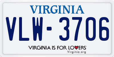 VA license plate VLW3706