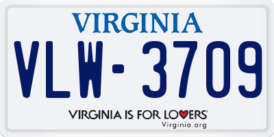 VA license plate VLW3709