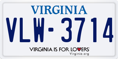 VA license plate VLW3714