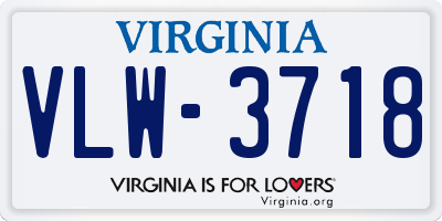 VA license plate VLW3718