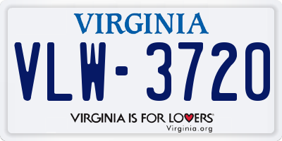 VA license plate VLW3720