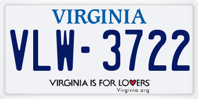 VA license plate VLW3722