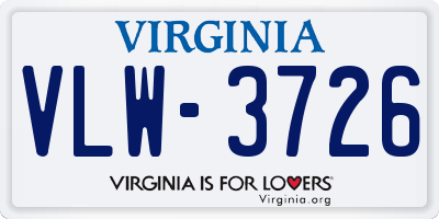 VA license plate VLW3726