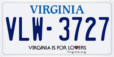 VA license plate VLW3727