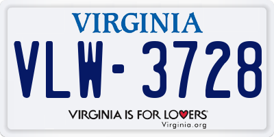 VA license plate VLW3728