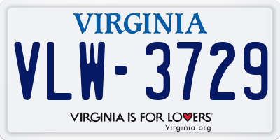 VA license plate VLW3729