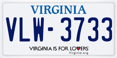 VA license plate VLW3733