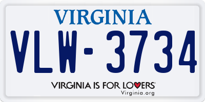 VA license plate VLW3734