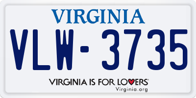 VA license plate VLW3735