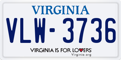 VA license plate VLW3736