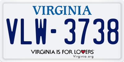 VA license plate VLW3738