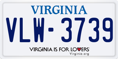 VA license plate VLW3739