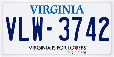 VA license plate VLW3742