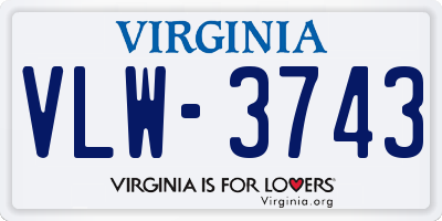 VA license plate VLW3743