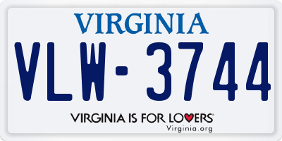 VA license plate VLW3744