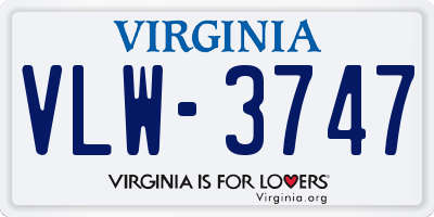 VA license plate VLW3747