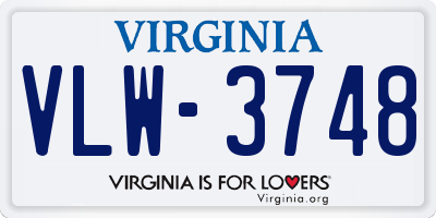 VA license plate VLW3748