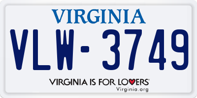 VA license plate VLW3749