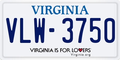 VA license plate VLW3750