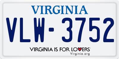 VA license plate VLW3752