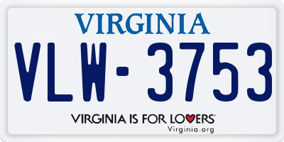 VA license plate VLW3753