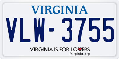 VA license plate VLW3755