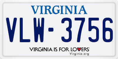 VA license plate VLW3756