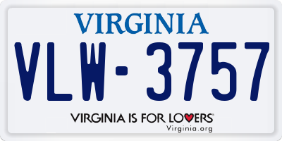 VA license plate VLW3757